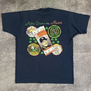 Vintage Notre Dame Miami Hurricanes Lou Holts Catholics Vs Convicts T Shirt XL